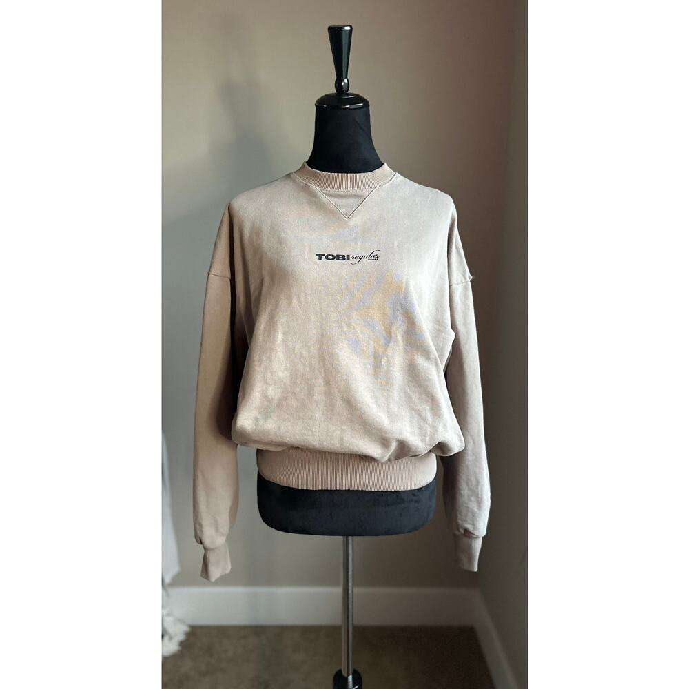 TOBI Spirit of Vietnam Unisex Taupe Logo 100% Cotton Crew Neck Sweatshirt Size L